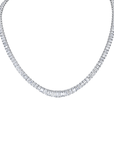 18k White Gold 27.08ctw Graduating Emerald Cut Diamond Necklace