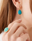 Marco Bicego 18k Yellow Gold, Turquoise, and Diamond Lunaria Earring