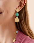 Marco Bicego 18k Yellow Gold And Turquoise Lunaria Drop Earring