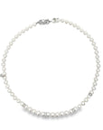 Mikimoto 18k White Gold Pearl And Diamond Rondel Necklace