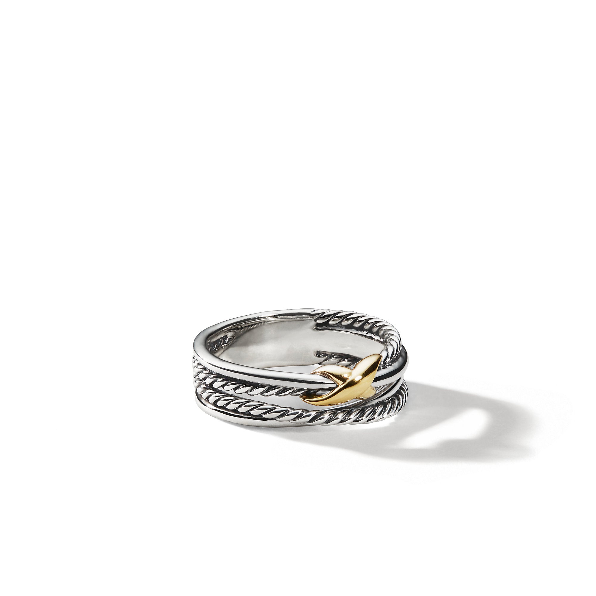 David Yurman X Crossover Band Ring In Sterling Silver With 18k Yellow Gold, 6mm