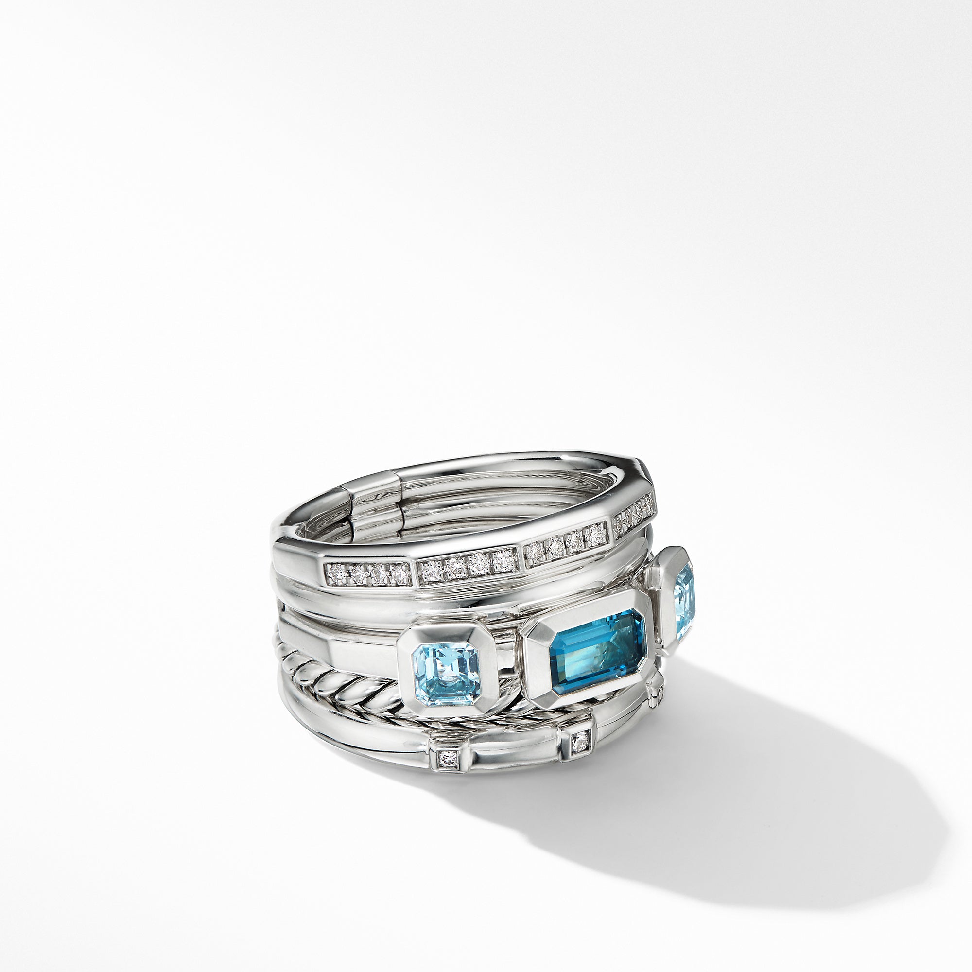 David Yurman 15mm Stax Wide Ring Ib Bt Di Sil