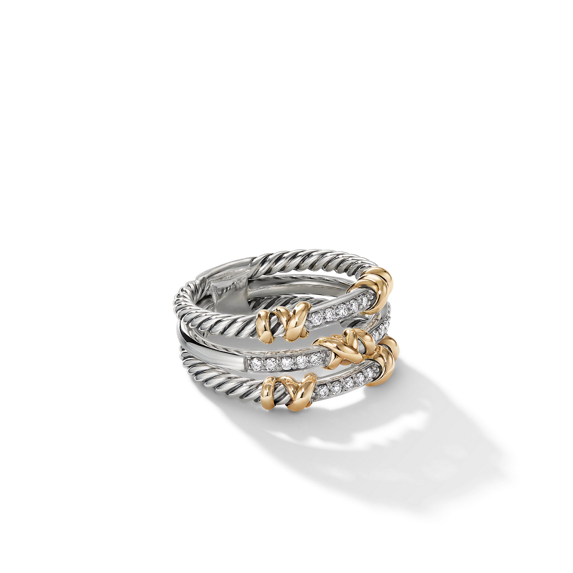 David Yurman 3-Station Petite Helena Wrap Ring Di Sil/18k