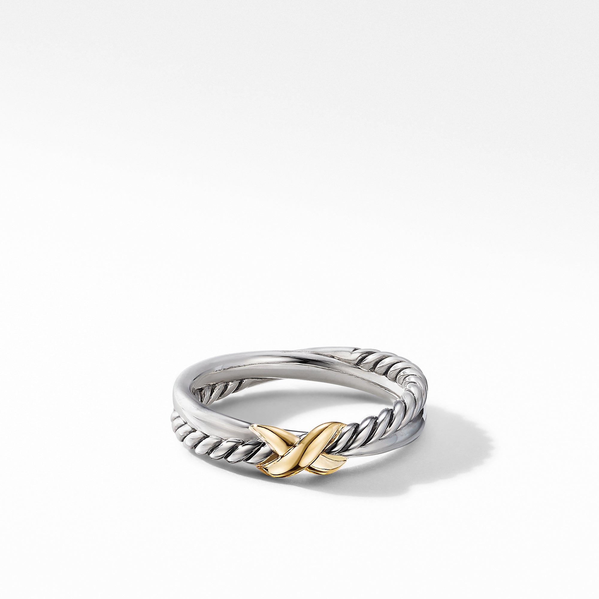 David Yurman Petite X Ring In Sterling Silver With 18k Yellow Gold