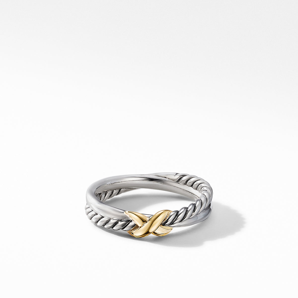 David Yurman Petite X Ring In Sterling Silver With 18k Yellow Gold