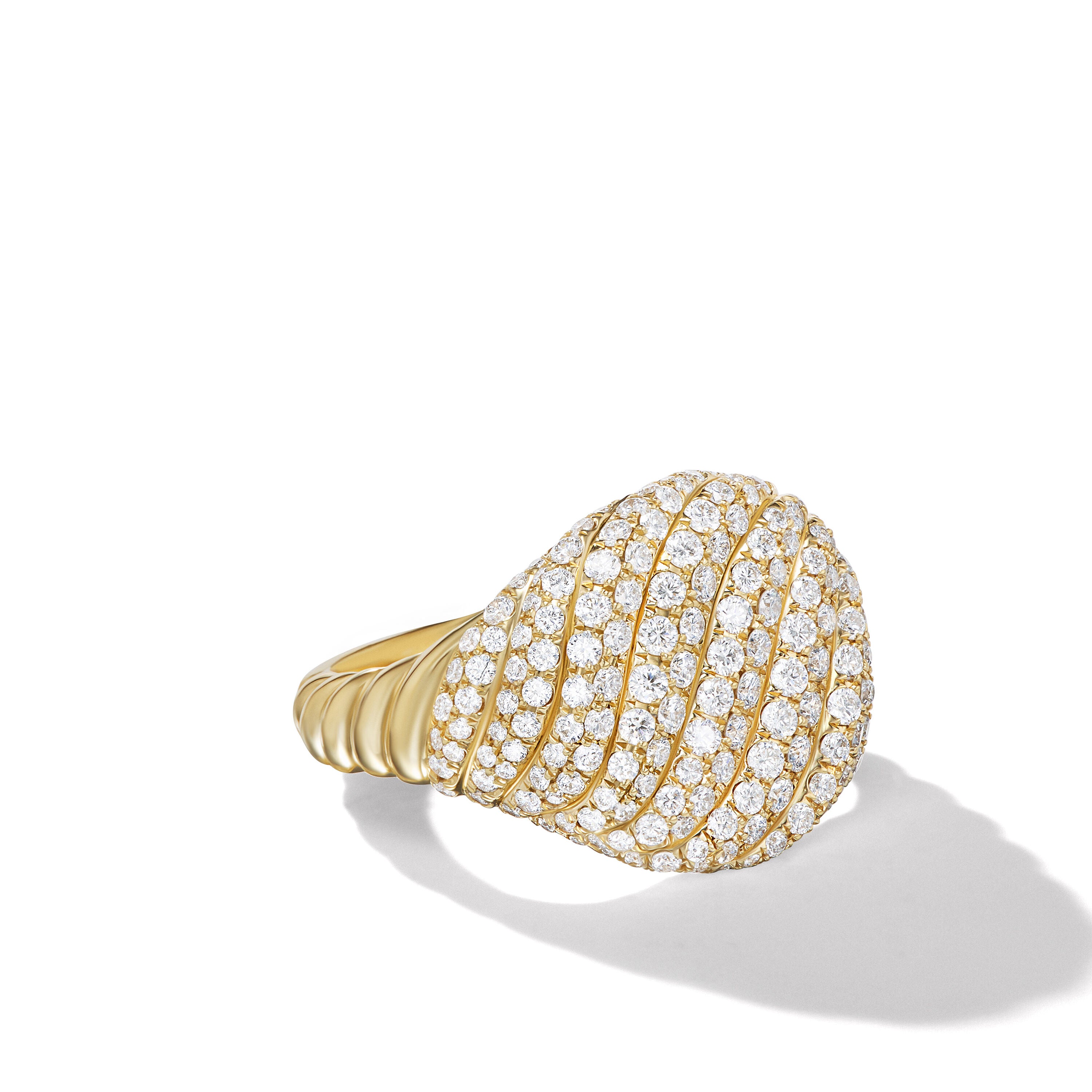 David Yurman 13mm Pave Sculpted Cable Pinky Ring Di 18k