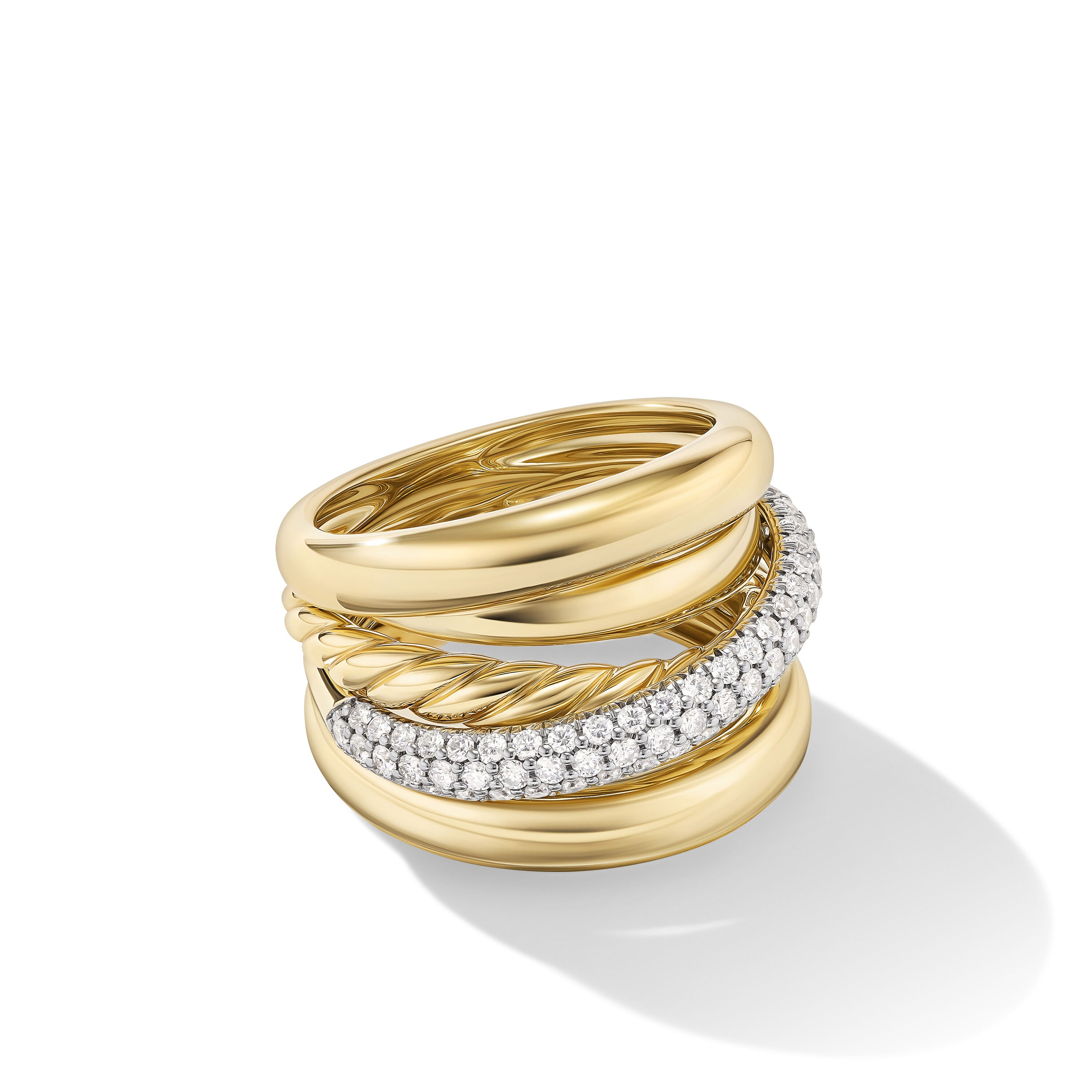 David Yurman 17.5mm Pave 5-Row Crossover Ring Di 18k