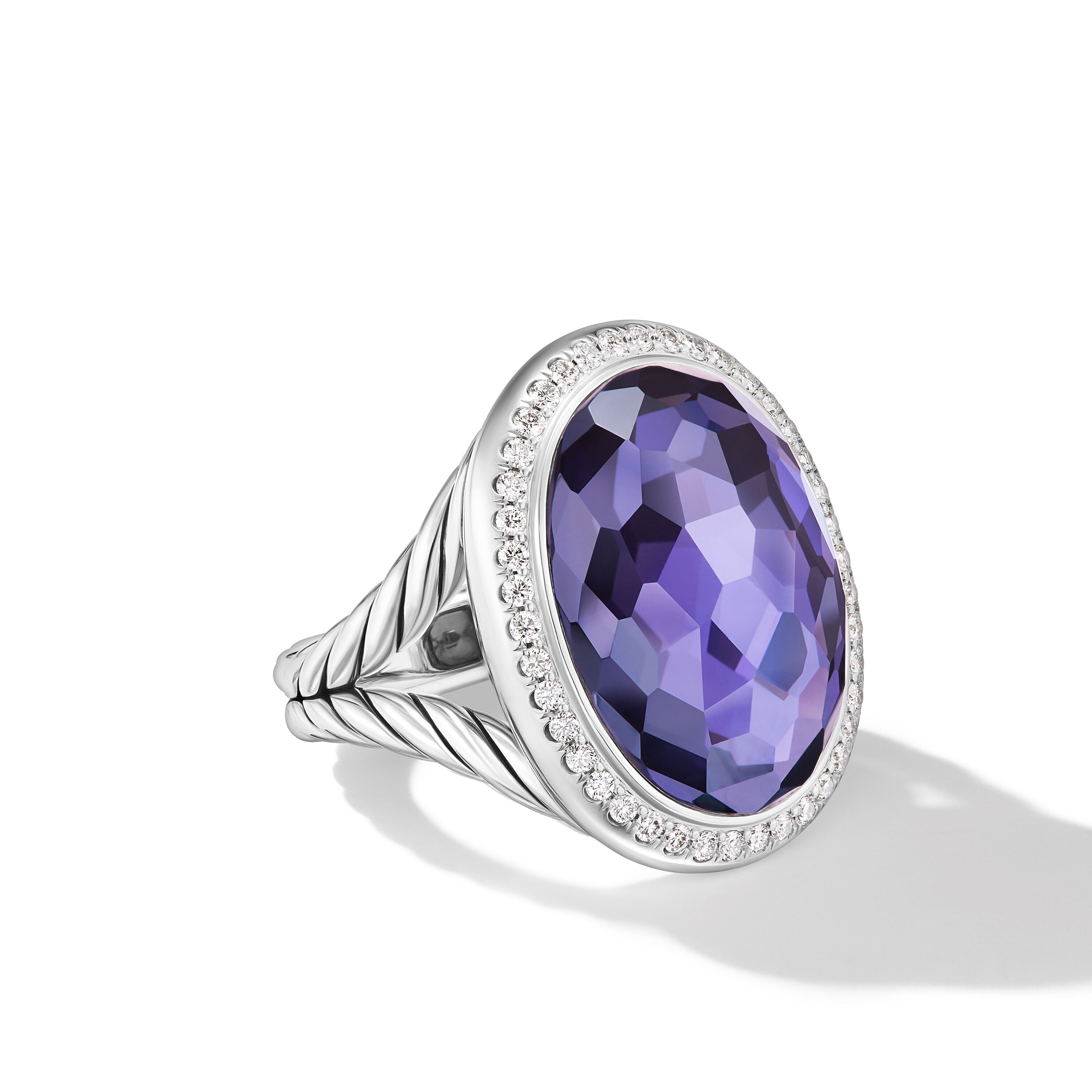 David Yurman Albion® Oval Ring In Sterling Silver With Black Orchid And Diamonds, 21mm