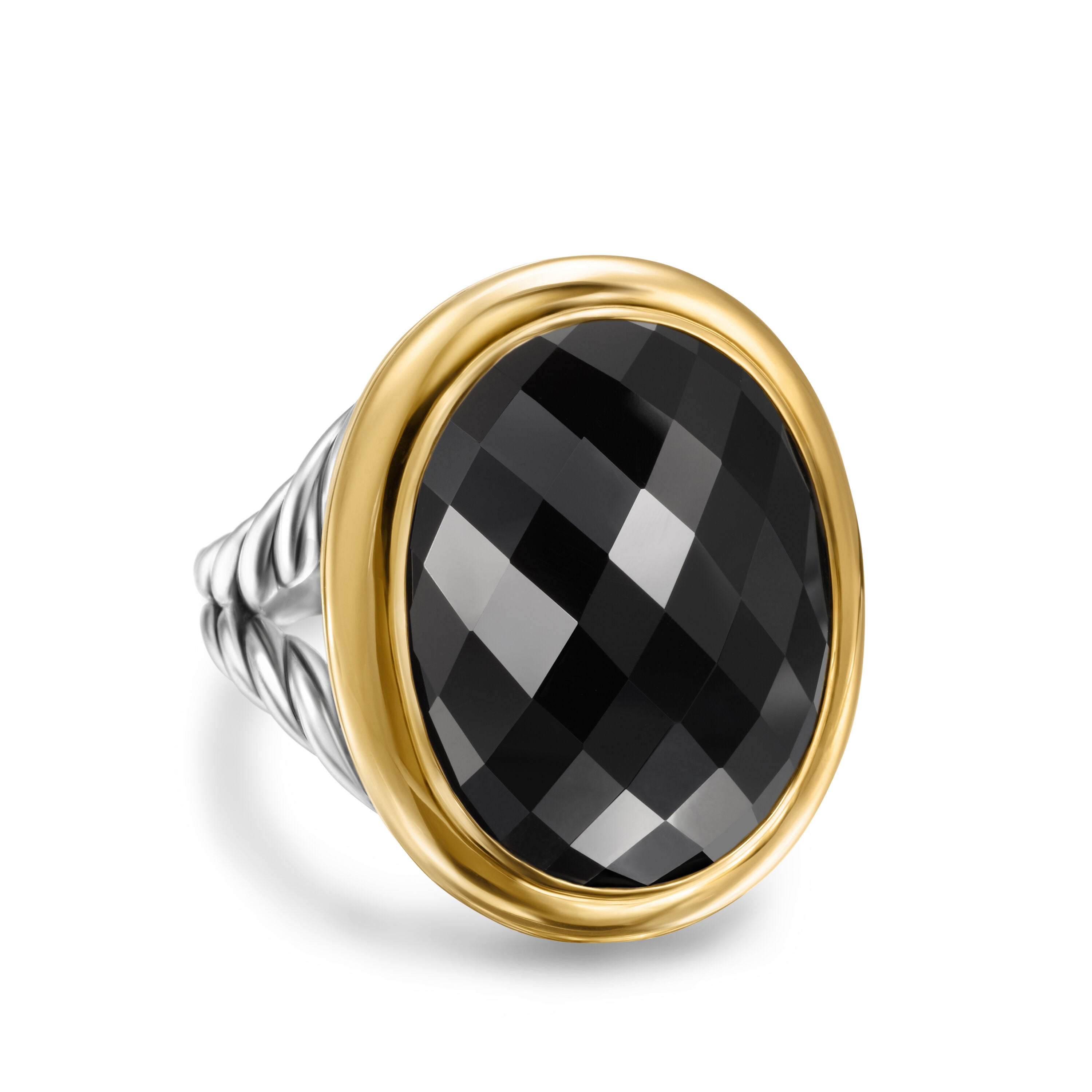 David Yurman Albion® Oval Ring In Sterling Silver With 18k Yellow Gold And Black Onyx, 21mm