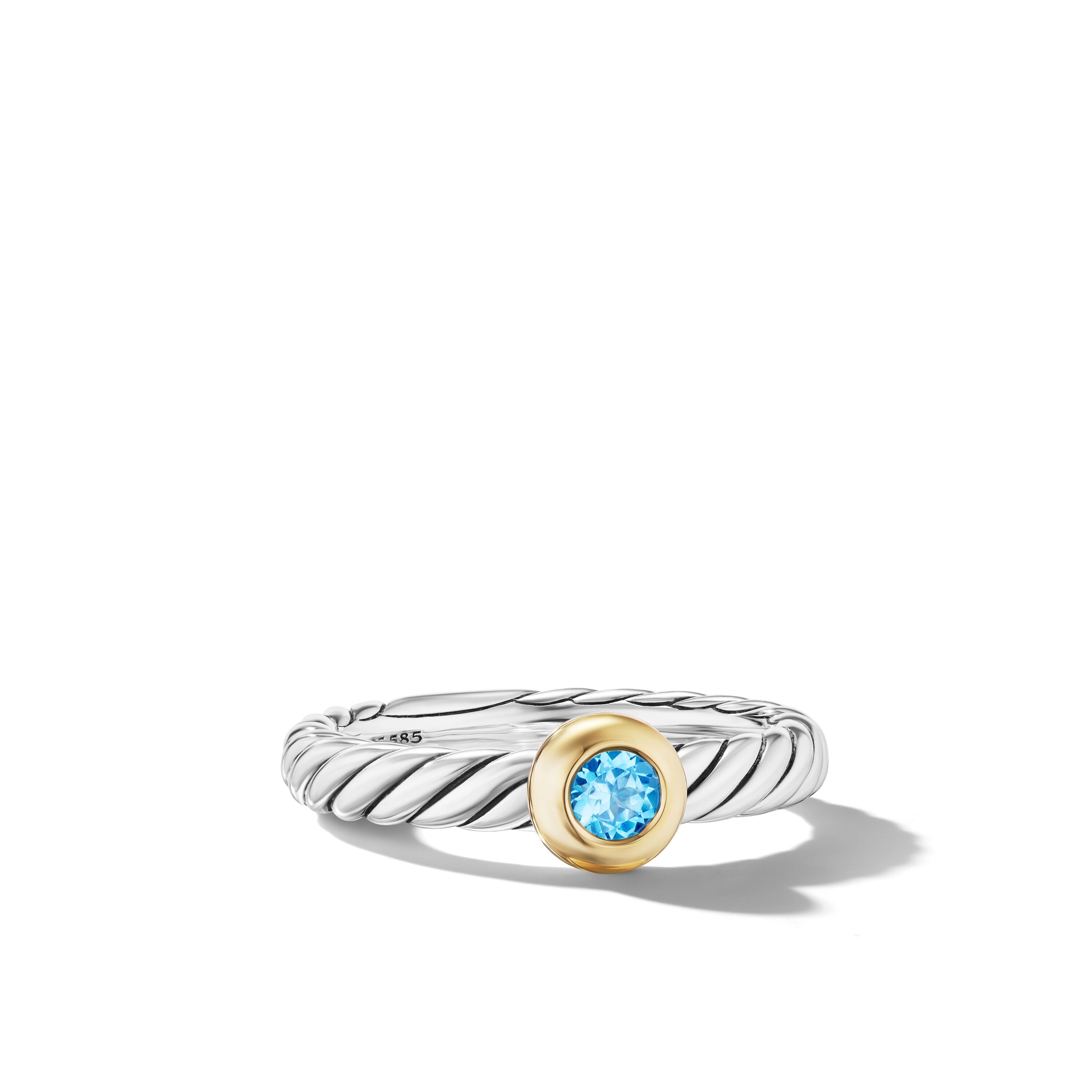 David Yurman 2.8mm Cable Stone Ring Bt Sil/14k