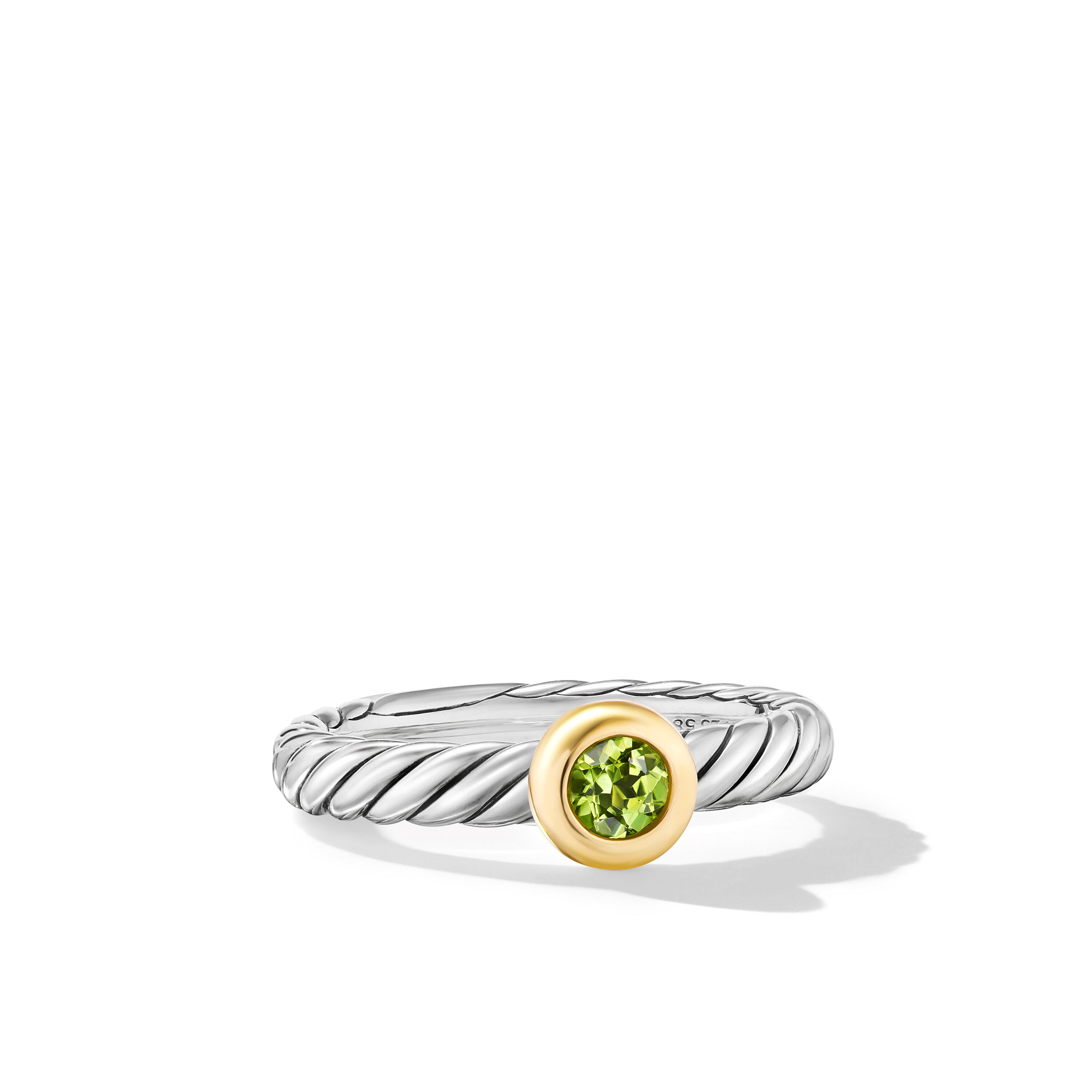 David Yurman 2.8mm Cable Stone Ring Pr Sil/14k