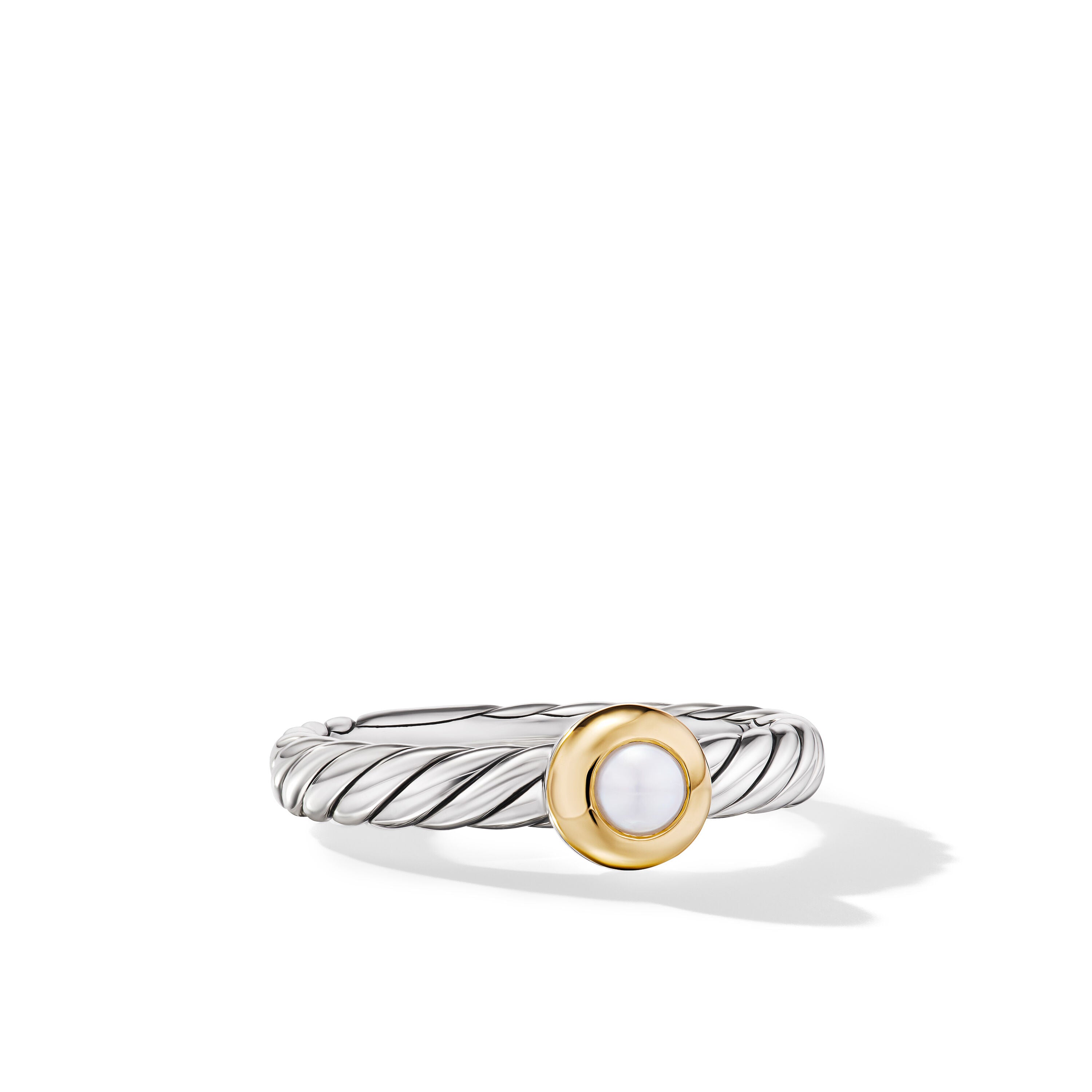 David Yurman Petite Cable Ring In Sterling Silver With 14k Yellow 