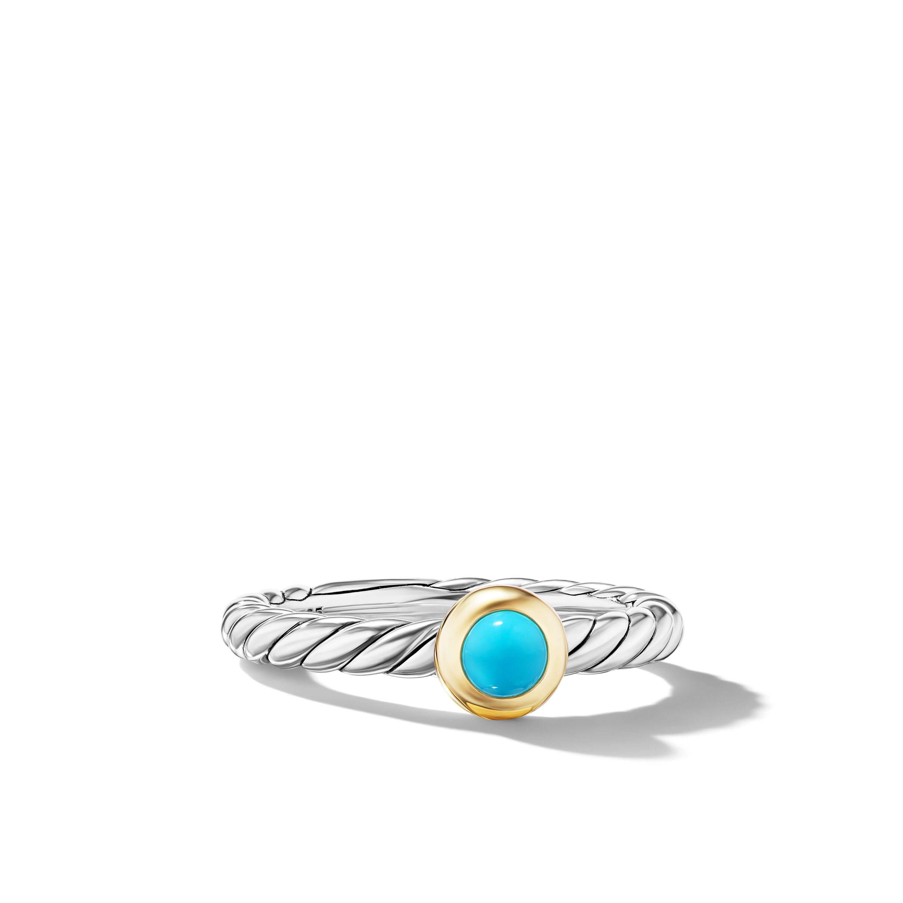 David Yurman 2.8mm Cable Stone Ring Tq Sil/14k