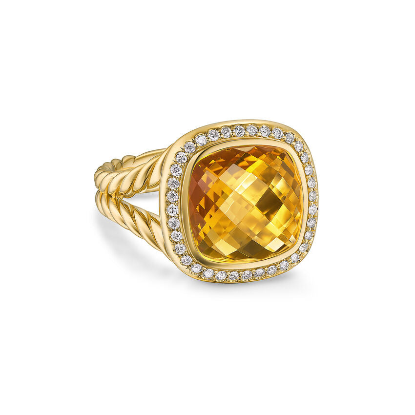 David Yurman Albion® Ring In 18k Yellow Gold With Citrine And Diamonds, 11mm