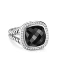David Yurman Albion Ring In Sterling Silver With Black Onyx And Diamonds, 11mm
