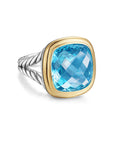 David Yurman Albion Ring In Sterling Silver With 18k Yellow Gold And Blue Topaz, 15mm