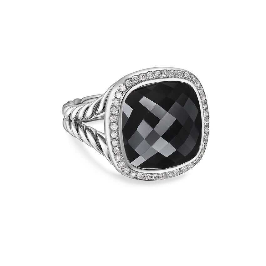 David Yurman Albion® Ring In Sterling Silver With Black Onyx And Diamonds, 15mm