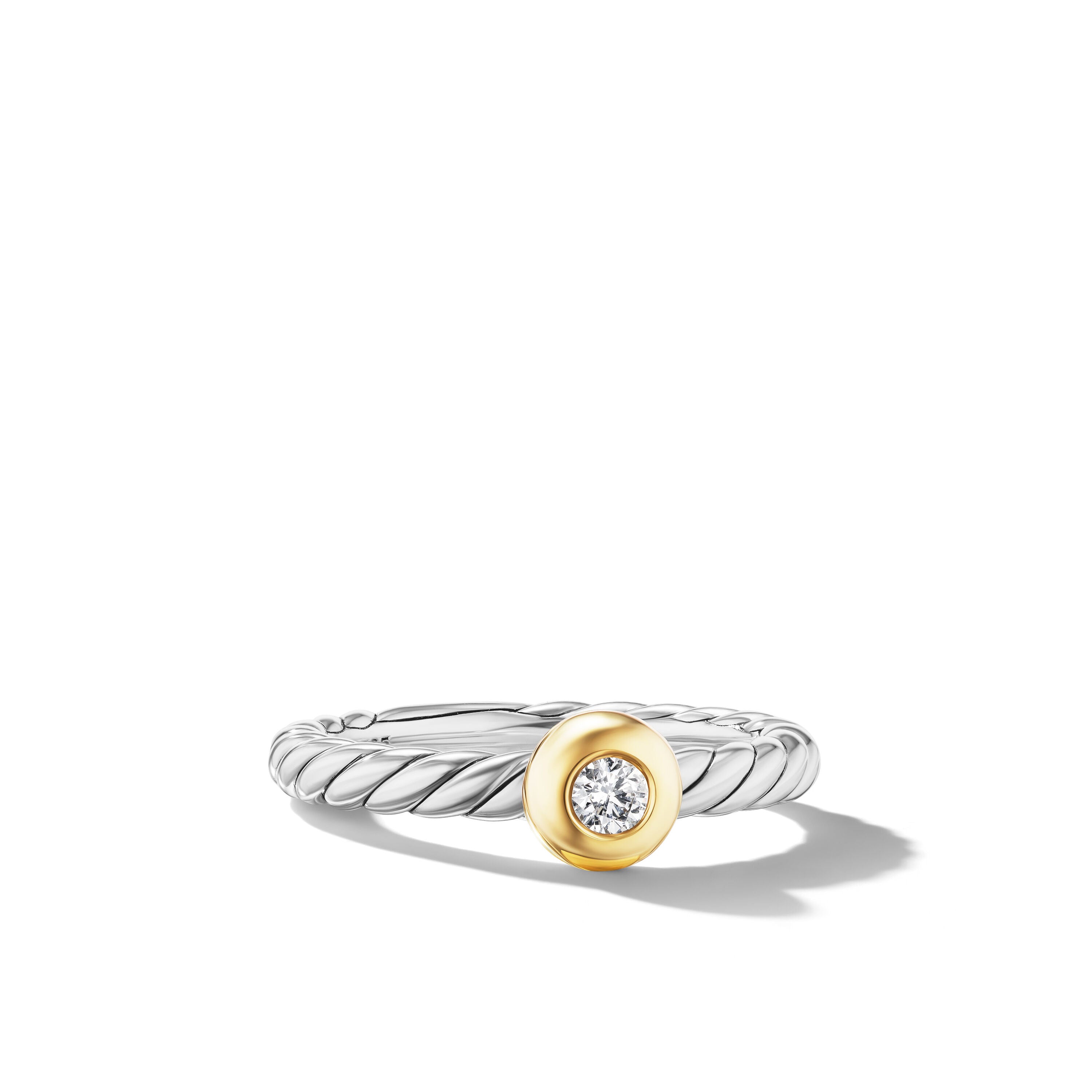 David Yurman Petite Cable Ring In Sterling Silver With 14k Yellow 