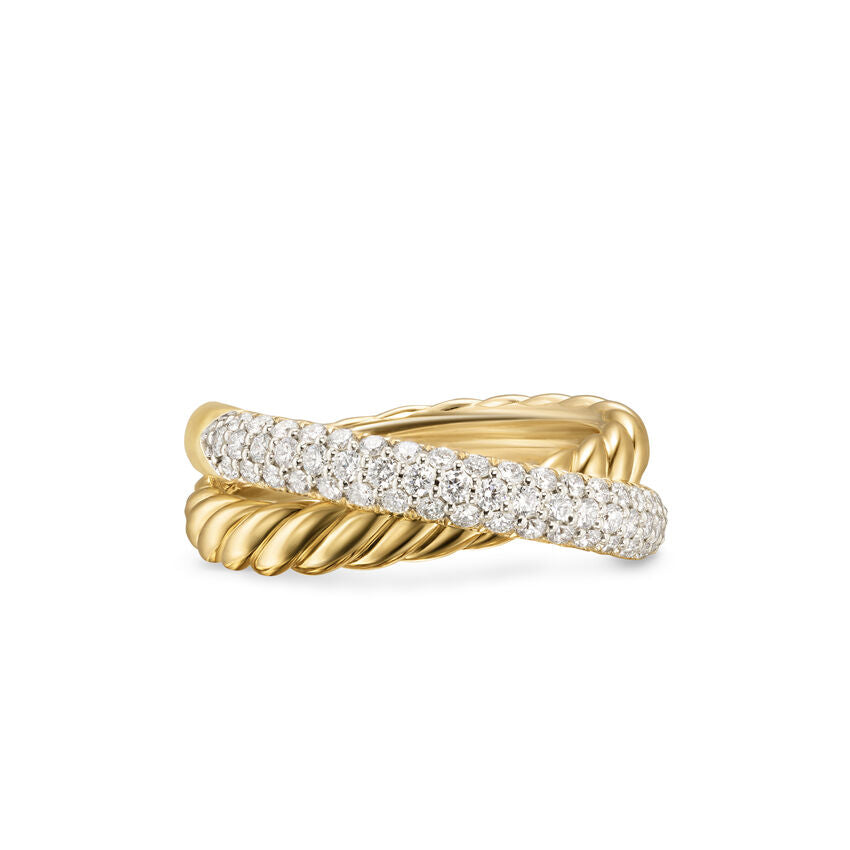 David Yurman 7.5mm Bold Crossover 2-Row Ring Di 18k