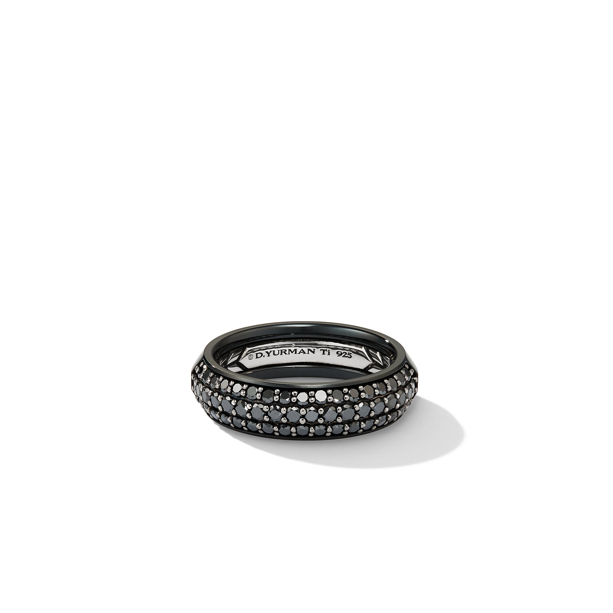 David Yurman 6mm Hlf Pv Beveled Band Ring Bd Sil/blk ti