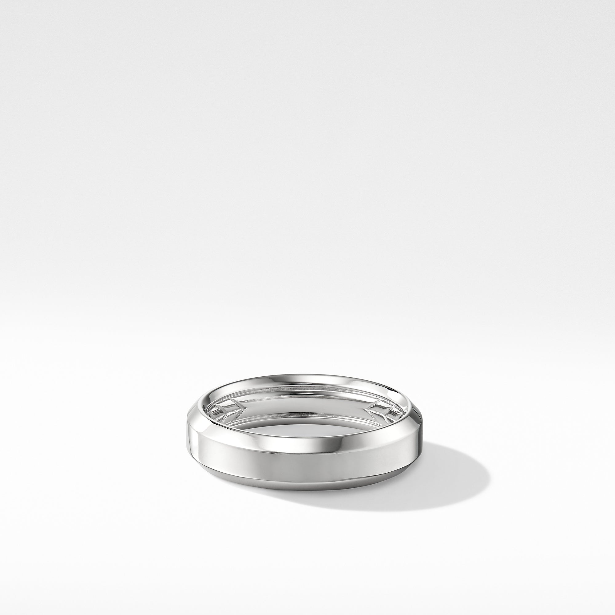 David Yurman Beveled Band Ring In 18k White Gold, 6mm