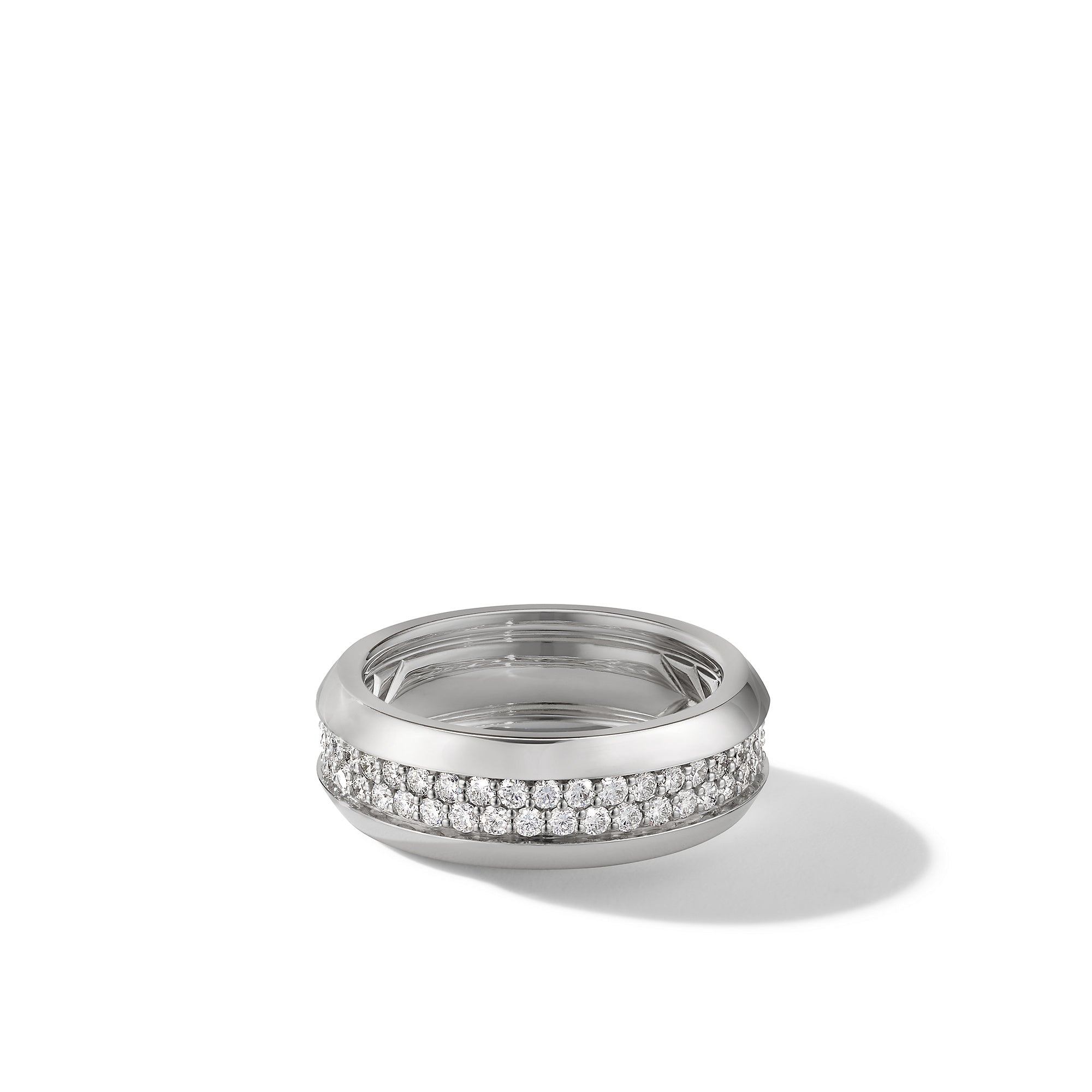David Yurman 8mm Beveled Bnd 2-Row Pv Ring Di 18k