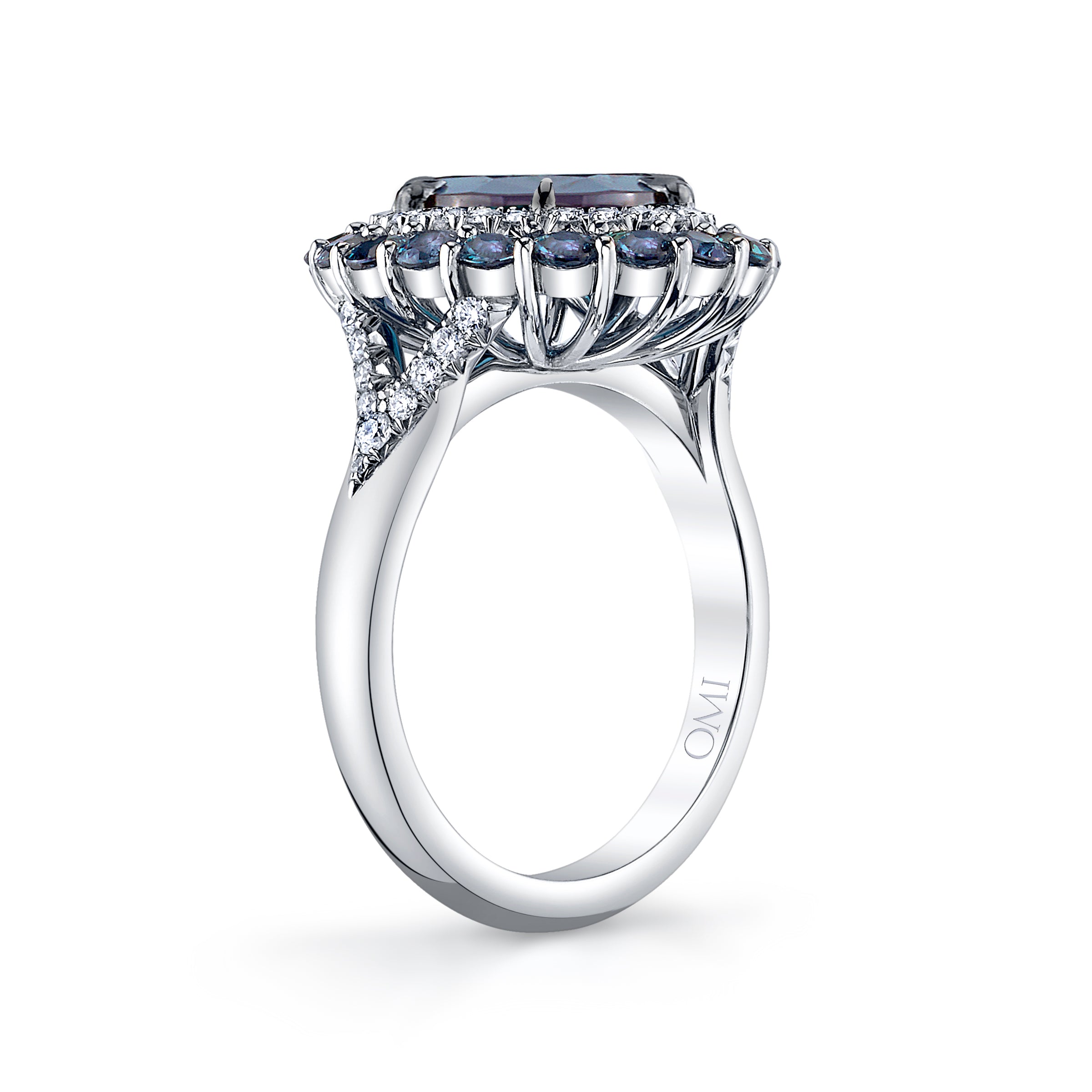 Omi Prive Platinum Diamond And Oval Alexandrite Gemstone Ring