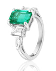 Brown & Co. Platinum Emerald & Diamond Ring