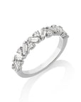 18k White Gold 0.78ctw Interlocking Baguette & Round Diamond Band