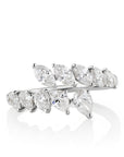 Henri Daussi 18k White Gold Diamond Bypass Ring