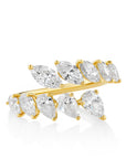 Henri Daussi 18k Yellow Gold Diamond Bypass Ring