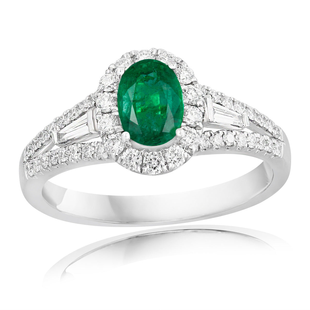 Brown & Co. 18k White Gold Emerald & Diamond Ring