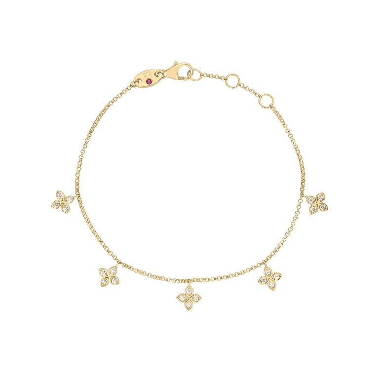 Roberto Coin 18k Yellow Gold Love By The Inch Five Station Diamond Bracelet