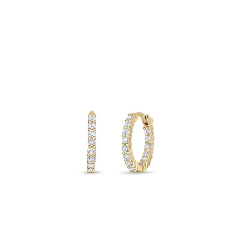 Roberto Coin 18k Yellow Gold Diamond Hoop Earrings