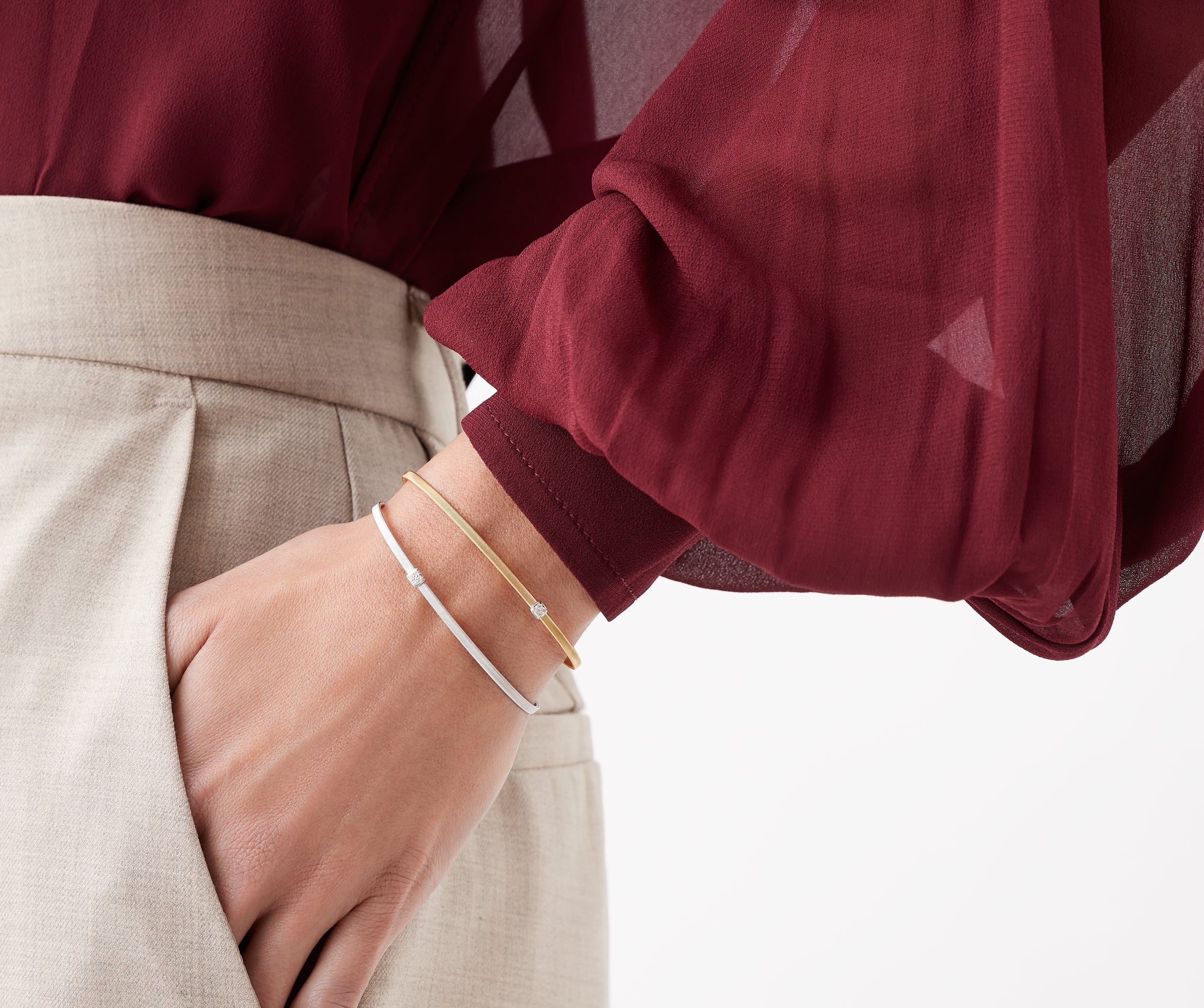 Marco Bicego 18k Yellow Gold And Diamond Masai Bangle