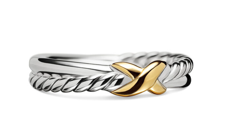 David Yurman 4mm Petite X Ring Sil/18k