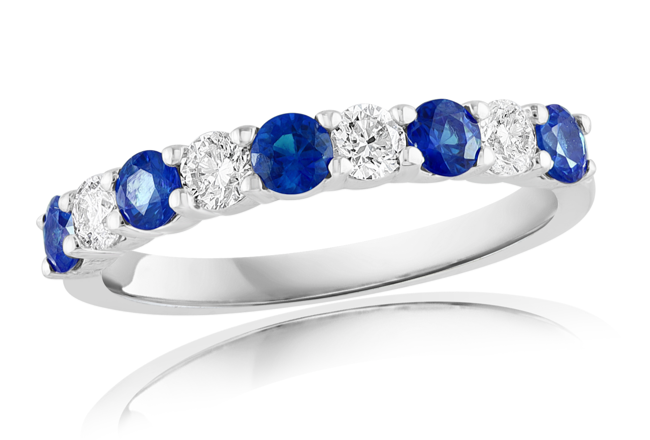 Brown & Co. 18k White Gold, Sapphire And Diamond Band