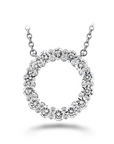 Memoire 18k White Gold Graduated Diamond Circle Pendant Necklace