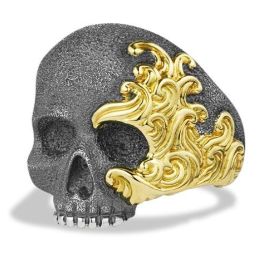David Yurman 26mm Waves Skull Ring Ss/18k