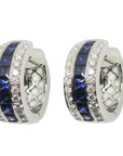 Brown & Co. 18k White Gold Sapphire & Diamond Hoop Earrings