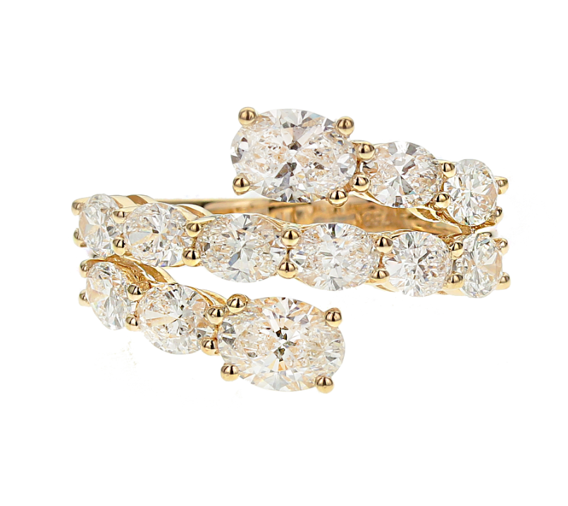 Brown & Co. 18k Yellow Gold Oval Triple Row Bypass Diamond Ring