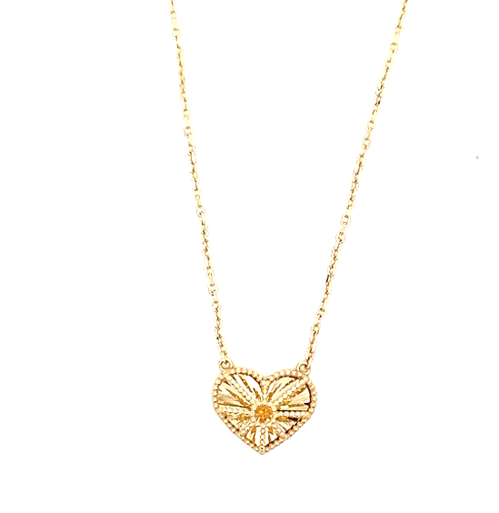 14K Yellow Gold Textured Whole outlets Heart Pendant