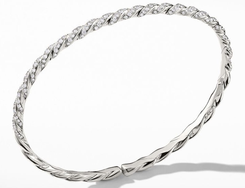 David Yurman 3.5mm Sculpted Cbl Flex Single Row Cbl Brc Di 8w