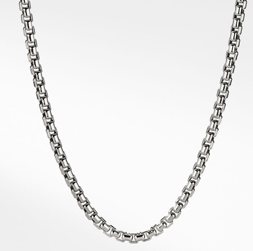 David Yurman Box Chain Necklace In 18k White Gold,