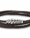 David Yurman Chevron Triple Wrap Bracelet In Brown Leather With Sterling Silver, 3mm