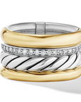 David Yurman Mercer® Multi Row Ring In Sterling Silver With 18k Yellow Gold And Diamonds, 14mm