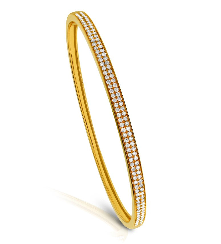 Brown & Co. 18k Yellow Gold Diamond Hinged Double Row Bangle