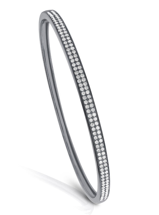 Brown & Co. 18k White Gold Diamond Hinged Double Row Bangle