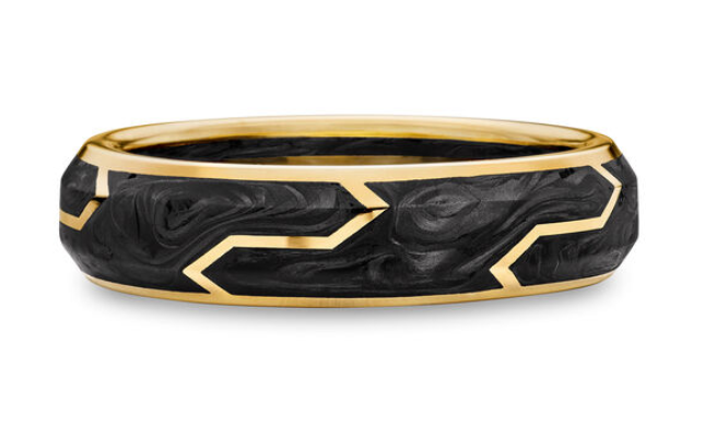 David Yurman 4mm Forged Carbon Link Band All 18k Yellow Gold