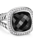 David Yurman Albion Ring In Sterling Silver With Black Onyx And Diamonds, 11mm